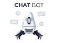 Robot isolated. Cute cartoon chat bot design. Robot toy. Funny simple character. Urban modern template. Retro vintage design. Royalty Free Stock Photo