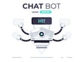 Robot isolated. Cute cartoon chat bot design. Robot toy. Funny simple character. Urban modern template. Retro vintage design. Royalty Free Stock Photo