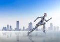 Robot jumping or running Royalty Free Stock Photo