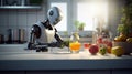 a robot in the kitchen makes fruit juice.Generative AI