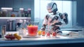 a robot in the kitchen makes fruit juice.Generative AI