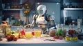 a robot in the kitchen makes fruit juice.Generative AI