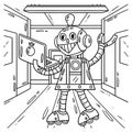 Robot with a Laptop Coloring Page for Kids