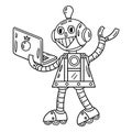 Robot with a Laptop Isolated Coloring Page