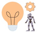 Innovation Concept with Robot, Lightbulb, and Gear Representing Technology and Creativity Royalty Free Stock Photo