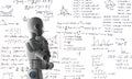 Robot learning or solving problems, artificial intelligence Royalty Free Stock Photo