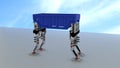 Robot legs carrying container