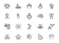 Robot line icon. Automate bot vector artificial technology. Chatbot process thin robot line icon future machine.