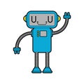 Robot little cute cartoon style. cyborg technology toy Vector il