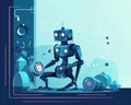 A robot loading up a video game and selecting the content most suitable for the user. . AI generation