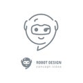 Robot logo Golden section logotype. Mobile application icon, Chat app line icon, messenger symbol. Vector illustration Royalty Free Stock Photo