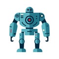 Robot machine technology metal cyborg in flat style. Futuristic humanoid mascot character. Science robotic, Android