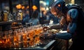 Robot Making Drink at Bar Royalty Free Stock Photo