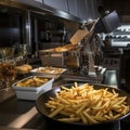 robot making french fries in a restaurant Royalty Free Stock Photo