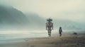 Robot And Man: A Captivating Beach Encounter