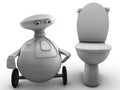 Robot man near toilet
