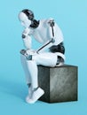 Robot man in thinking pose. Royalty Free Stock Photo