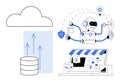 AI-Powered Automation Enhances E-Commerce with Cloud Data Integration and Process Optimization Royalty Free Stock Photo