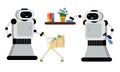 Robot Managing Household and Performing Domestic Chores Vector Illustration Set