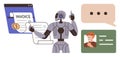Robot Managing Invoices and User Interactions Highlighting Automation and Technology Royalty Free Stock Photo