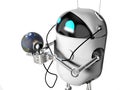 Robot medik listening to the earth,3d render Royalty Free Stock Photo