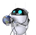 Robot medik listening to the earth,3d render