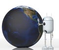 Robot medik listening to the earth,3d render Royalty Free Stock Photo