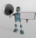 Robot with megaphone,3d render