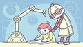 Robot Mentoring Child in Learning with Technology - Future Education, vector design Generative AI Royalty Free Stock Photo