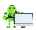 Robot with monitor. Isolated. Contains clipping path