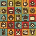 Robot and monsters cell seamless background.