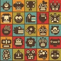 Robot and monsters cell seamless background.