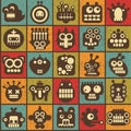 Robot and monsters cell seamless background.