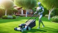 Robot Mowing Grass Royalty Free Stock Photo