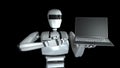 Robot with notebook. 3D illustration