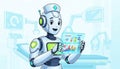 Robot Nurse Analyzing Patient Data in. Royalty Free Stock Photo