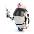Robot nurse holding the syringe 3d illustration