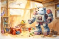 Robot - Nursery illustrations. AI Generated