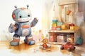 Robot - Nursery illustrations. AI Generated