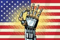 Robot OK gesture, the US flag Royalty Free Stock Photo