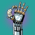 Robot OK okay gesture hand broken bandaged finger Royalty Free Stock Photo