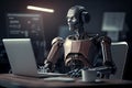 Robot online assistance and machine customers support Royalty Free Stock Photo