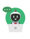 Robot operator character vector design. Artificial intelligence chatbot and data chatter.