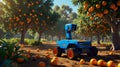 Robot in Orange Grove Royalty Free Stock Photo