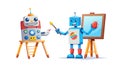 Robot Painting on Easel Vector Illustration, vector design Generative AI Royalty Free Stock Photo