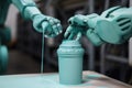 robot paints prototype part with precision spray painting