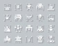 Robot simple paper cut icons vector set