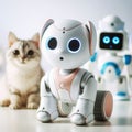 A Robot and A Pet Cat Royalty Free Stock Photo