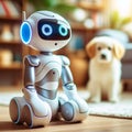 A Robot and A Pet Dog Royalty Free Stock Photo