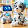 A Robot and A Pet Dog Robot Royalty Free Stock Photo